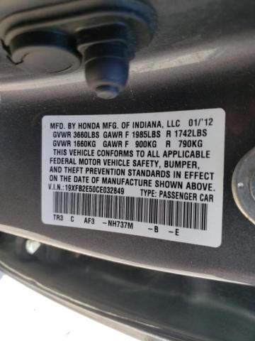 Photo 10 from auction – 2012 HONDA CIVIC LX with VIN 19XFB2E50CE032849