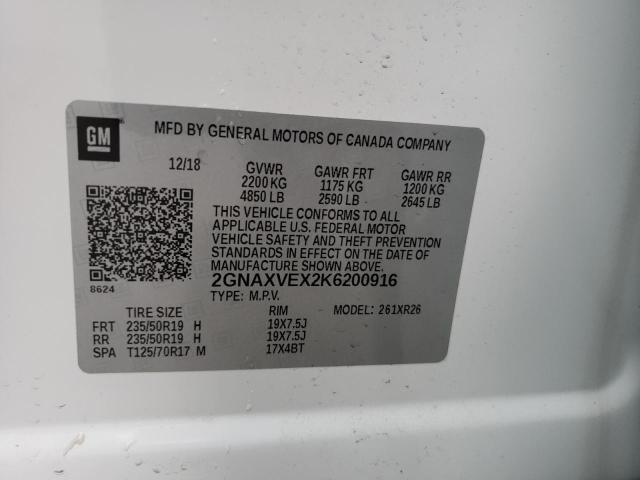 Photo 10 from auction – 2019 CHEVROLET EQUINOX LT with VIN 2GNAXVEX2K6200916