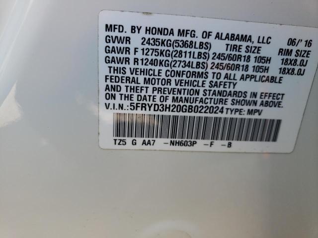 Photo 10 from auction – 2016 ACURA MDX with VIN 5FRYD3H20GB022024
