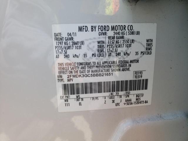 Photo 10 from auction – 2011 FORD EDGE SE with VIN 2FMDK3GC5BBB21651