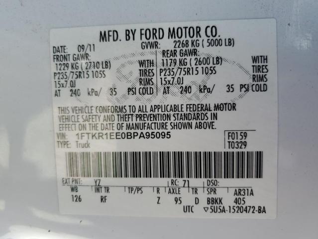 Photo 10 from auction – 2011 FORD RANGER SUP with VIN 1FTKR1EE0BPA95095
