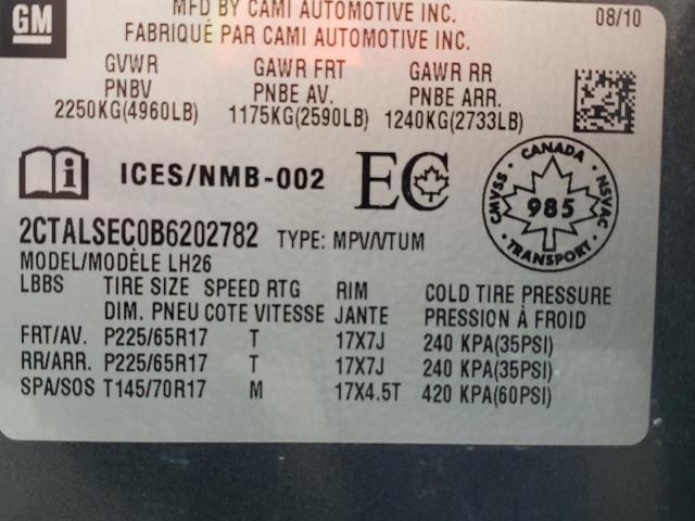 Photo 10 from auction – 2011 GMC TERRAIN SL with VIN 2CTALSEC0B6202782
