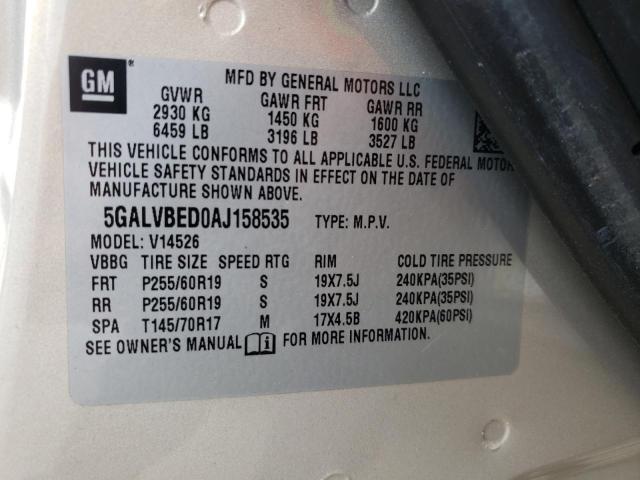 Photo 10 from auction – 2010 BUICK ENCLAVE CX with VIN 5GALVBED0AJ158535