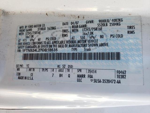 Photo 10 from auction – 2007 FORD ECONOLINE with VIN 1FTNS24L27DB18635