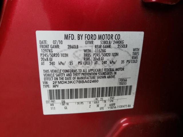 Photo 10 from auction – 2011 FORD EDGE LIMIT with VIN 2FMDK3KC7BBA02460