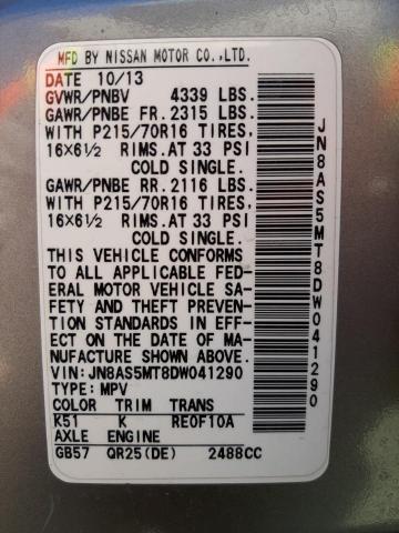 Photo 10 from auction – 2013 NISSAN ROGUE S with VIN JN8AS5MT8DW041290