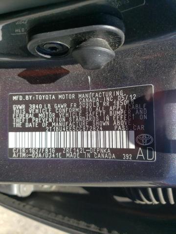 Photo 10 from auction – 2012 TOYOTA COROLLA BA with VIN 2T1BU4EE5CC872824