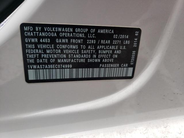 Photo 10 from auction – 2014 VOLKSWAGEN PASSAT S with VIN 1VWAS7A35EC074999