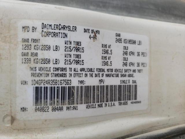 Photo 10 from auction – 2005 DODGE GRAND CARA with VIN 1D4GP24R35B167563