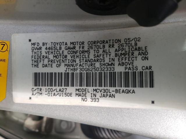 Photo 10 from auction – 2002 LEXUS ES 300 with VIN JTHBF30G625032333