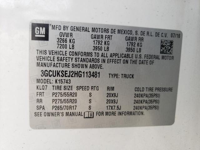 Photo 10 from auction – 2017 CHEVROLET SILVERADO with VIN 3GCUKSEJ2HG113481