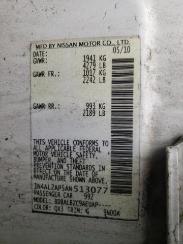 Photo 10 from auction – 2010 NISSAN ALTIMA with VIN 1N4AL2AP5AN513077