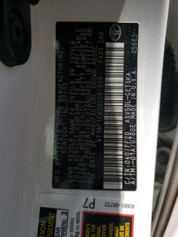 Photo 10 from auction – 2013 TOYOTA CAMRY L with VIN 4T1BF1FK3DU287656