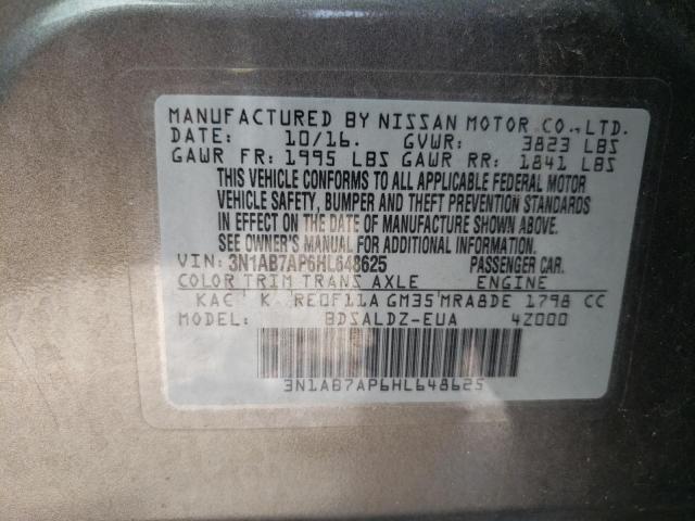 Photo 10 from auction – 2017 NISSAN SENTRA S with VIN 3N1AB7AP6HL648625