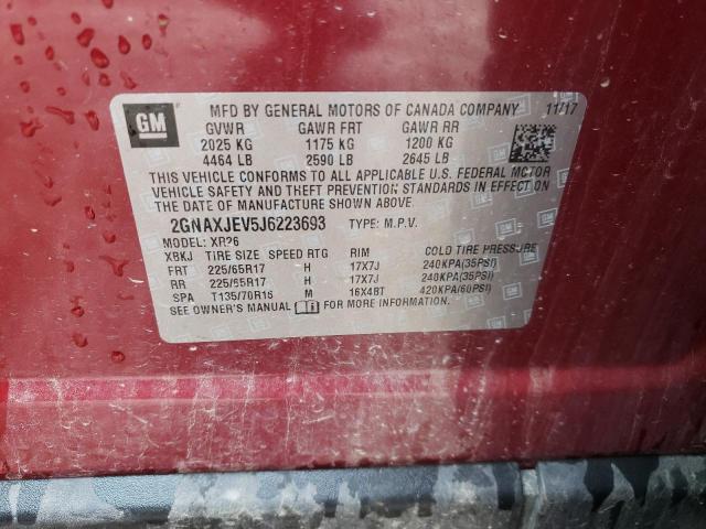 Photo 10 from auction – 2018 CHEVROLET EQUINOX LT with VIN 2GNAXJEV5J6223693