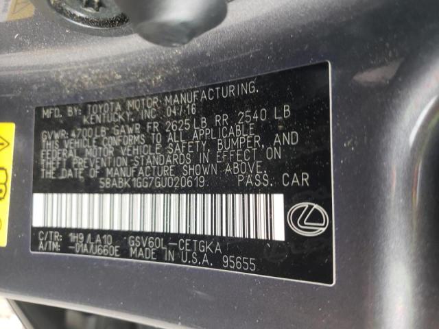Photo 10 from auction – 2016 LEXUS ES 350 with VIN 58ABK1GG7GU020619