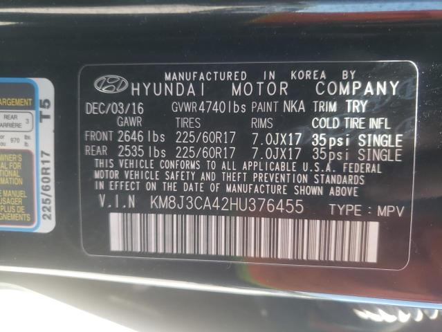 Photo 10 from auction – 2017 HYUNDAI TUCSON LIM with VIN KM8J3CA42HU376455