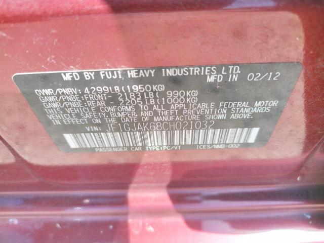 Photo 10 from auction – 2012 SUBARU IMPREZA LI with VIN JF1GJAK68CH021032