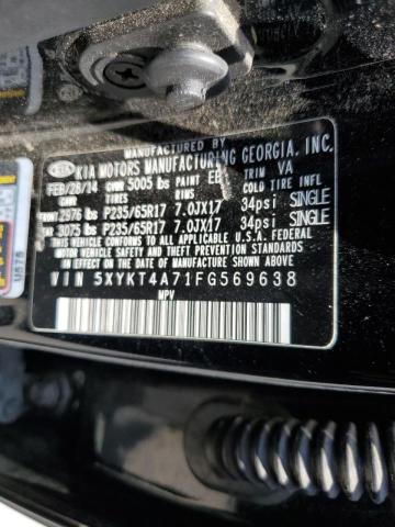 Photo 10 from auction – 2015 KIA SORENTO LX with VIN 5XYKT4A71FG569638