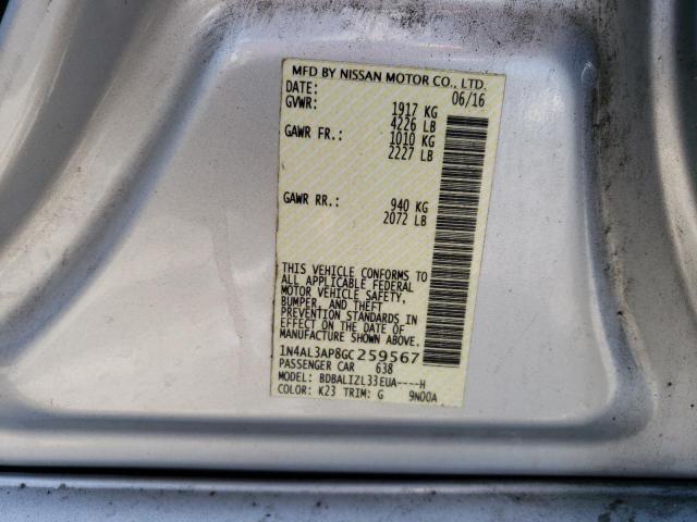 Photo 10 from auction – 2016 NISSAN ALTIMA 2.5 with VIN 1N4AL3AP8GC259567