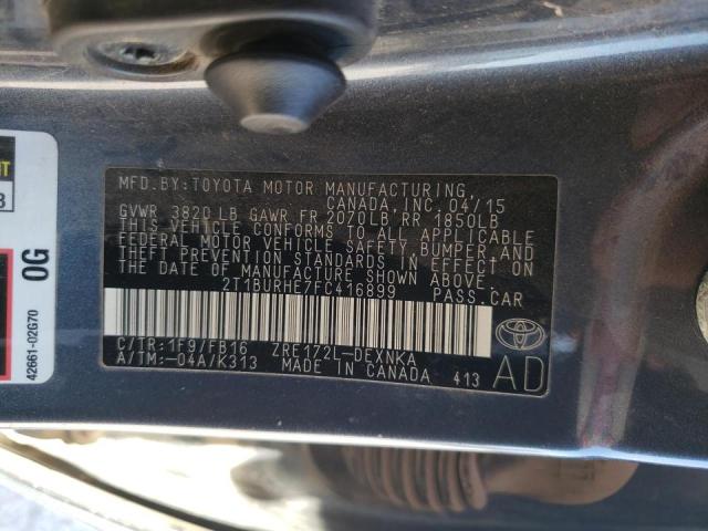 Photo 10 from auction – 2015 TOYOTA COROLLA L with VIN 2T1BURHE7FC416899