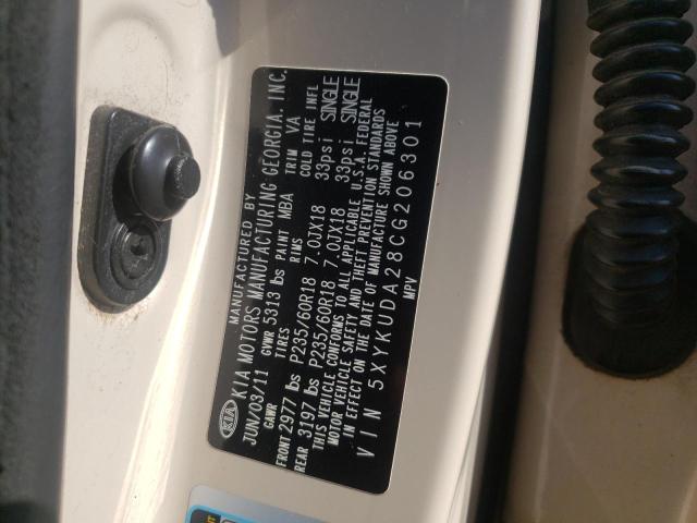Photo 10 from auction – 2012 KIA SORENTO EX with VIN 5XYKUDA28CG206301