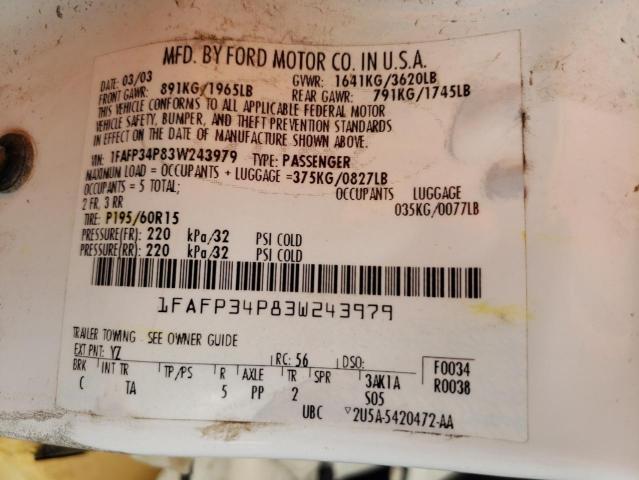 Photo 10 from auction – 2003 FORD FOCUS with VIN 1FAFP34P83W243979