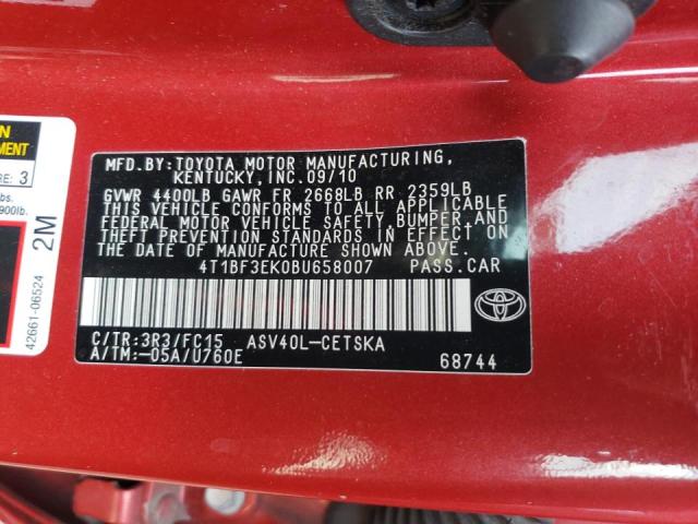 Foto 10 de la subasta – 2011 TOYOTA CAMRY BASE con VIN 4T1BF3EK0BU658007