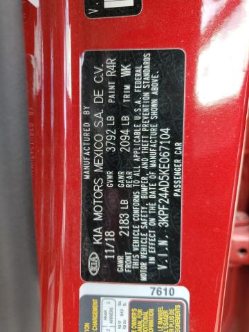 Photo 10 from auction – 2019 KIA FORTE FE with VIN 3KPF24AD5KE067104