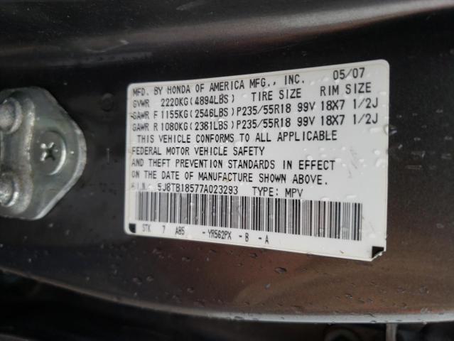 Photo 10 from auction – 2007 ACURA RDX TECHNO with VIN 5J8TB18577A023293