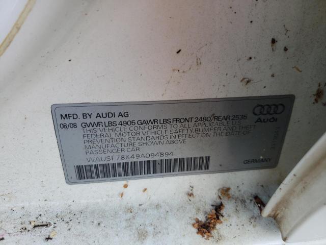 Photo 10 from auction – 2009 AUDI A4 PREMIUM with VIN WAUSF78K49A094894