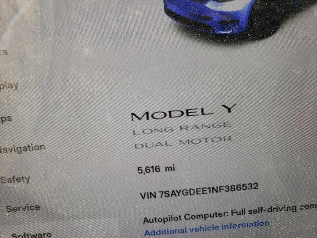 Фото 8 с аукциона – 2022 TESLA MODEL Y с VIN 7SAYGDEE1NF386532