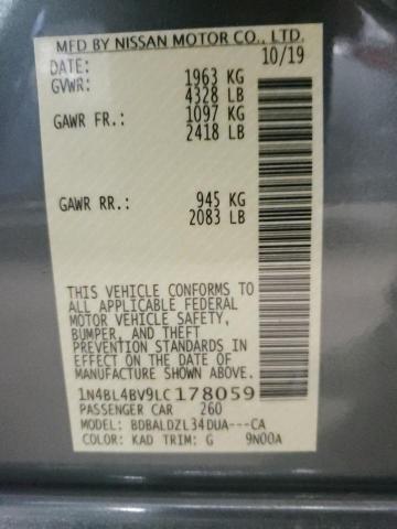 Photo 10 from auction – 2020 NISSAN ALTIMA S with VIN 1N4BL4BV9LC178059