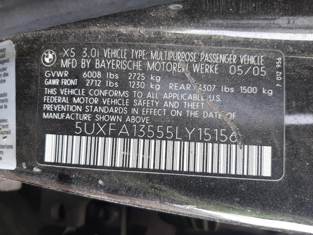 Photo 10 from auction – 2005 BMW X5 3.0I with VIN 5UXFA13555LY15156