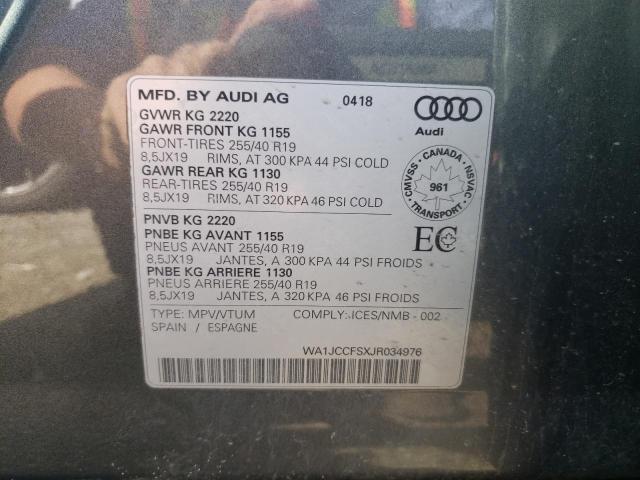 Photo 10 from auction – 2018 AUDI Q3 PREMIUM with VIN WA1JCCFSXJR034976