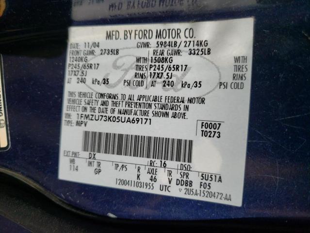 Photo 10 from auction – 2005 FORD EXPLORER X with VIN 1FMZU73K05UA69171