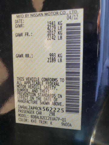 Photo 10 from auction – 2012 NISSAN ALTIMA with VIN 1N4AL2AP4CN562225