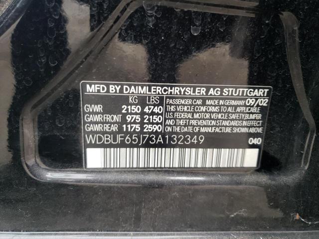 Photo 10 from auction – 2003 MERCEDES-BENZ E 320 with VIN WDBUF65J73A132349