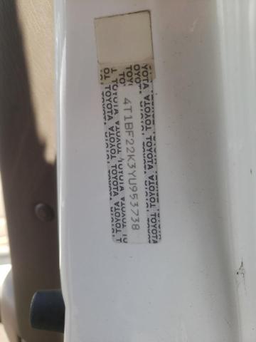 Photo 10 from auction – 2000 TOYOTA CAMRY LE with VIN 4T1BF22K3YU953738