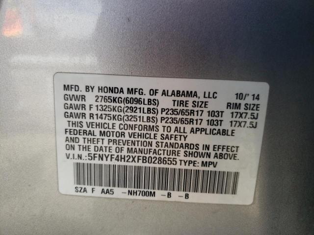 Photo 10 from auction – 2015 HONDA PILOT LX with VIN 5FNYF4H2XFB028655