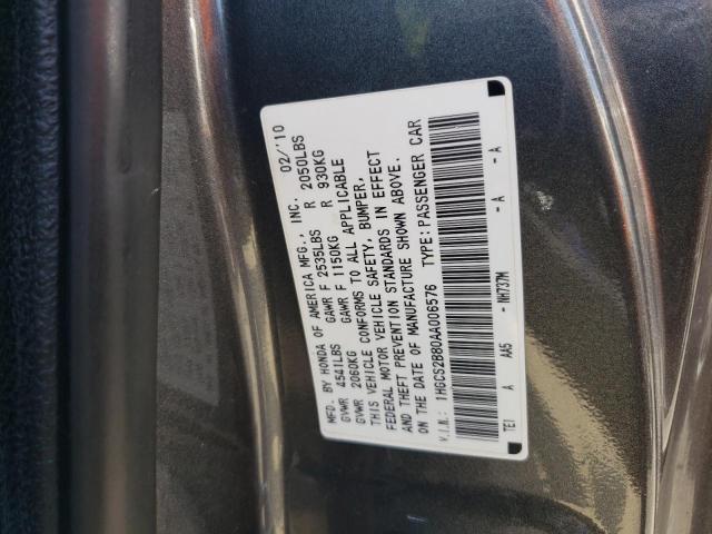 Photo 10 from auction – 2010 HONDA ACCORD EXL with VIN 1HGCS2B80AA006576