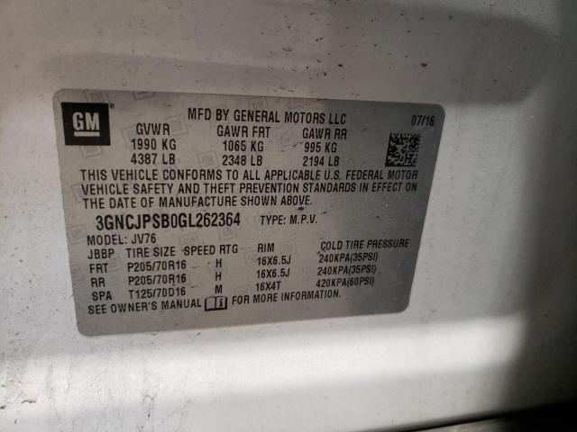 Photo 10 from auction – 2016 CHEVROLET TRAX 1LT with VIN 3GNCJPSB0GL262364