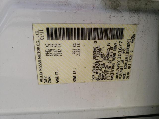 Photo 10 from auction – 2012 NISSAN ALTIMA BAS with VIN 1N4AL2AP9CC101677