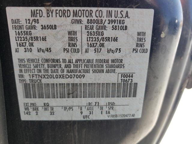 Photo 10 from auction – 1999 FORD F-250 with VIN 1FTNX20L0XED07009
