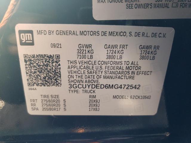 Photo 10 from auction – 2021 CHEVROLET SILVERADO with VIN 3GCUYDED6MG472542