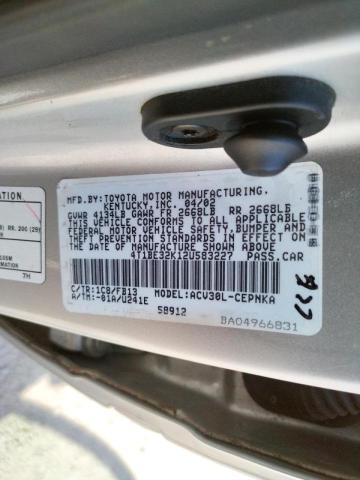 Photo 10 from auction – 2002 TOYOTA CAMRY LE with VIN 4T1BE32K12U583227
