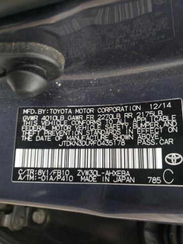 Photo 10 from auction – 2015 TOYOTA PRIUS with VIN JTDKN3DU9F0435178