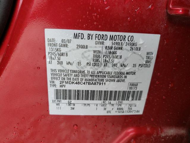 Photo 10 from auction – 2007 FORD EDGE SEL with VIN 2FMDK48C47BA87911