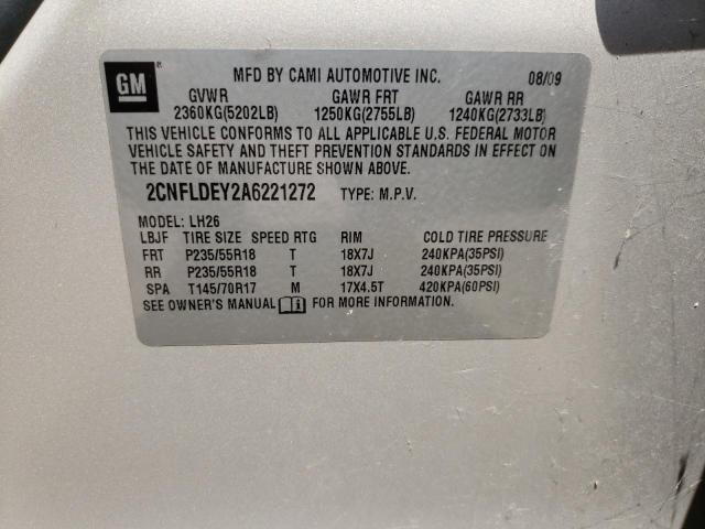 Photo 10 from auction – 2010 CHEVROLET EQUINOX LT with VIN 2CNFLDEY2A6221272