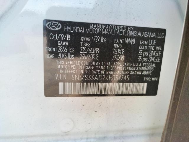 Photo 10 from auction – 2019 HYUNDAI SANTA FE S with VIN 5NMS33AD2KH054745